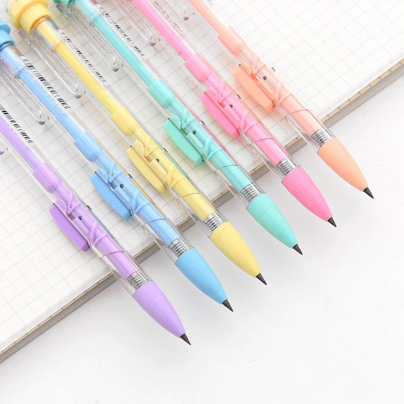 5Pcs Cartoon mechanical pencil 2.0mm Lead Core Pupils Candy Color Activity Pencil Office Writing Children kid Student Stationery